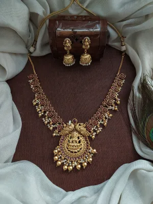 Divine Radiance Antique Goddess Lakshmi Necklace Set