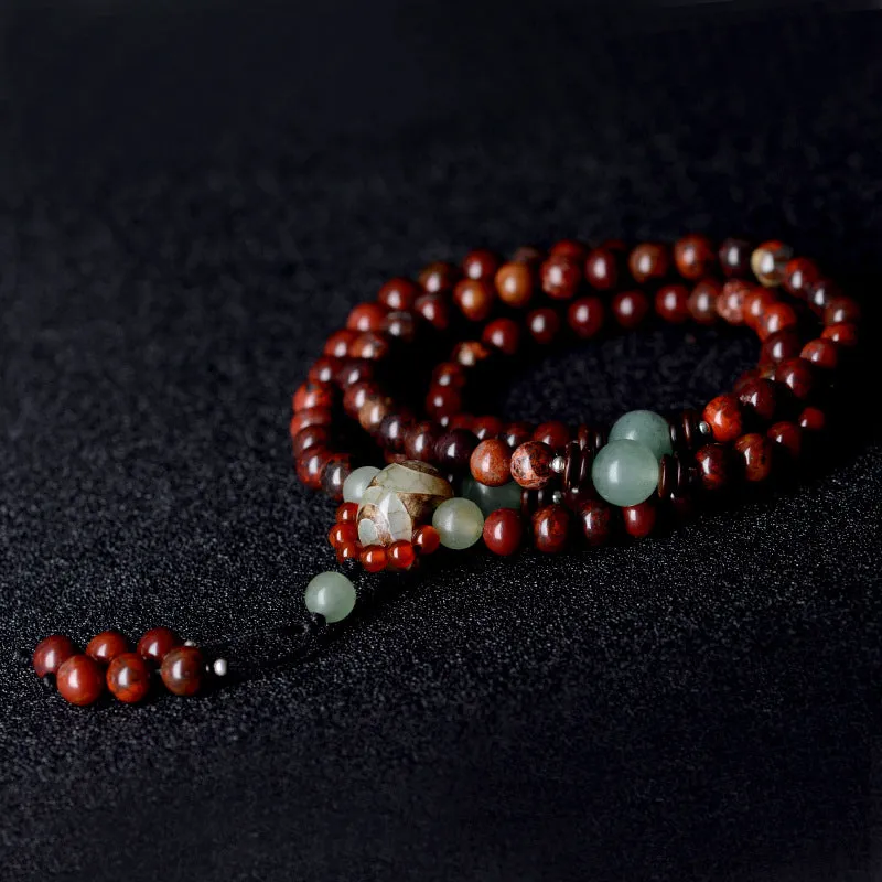 Dongling Jade Red Stone Mala Bracelet for Women Charms Gifts for Mom