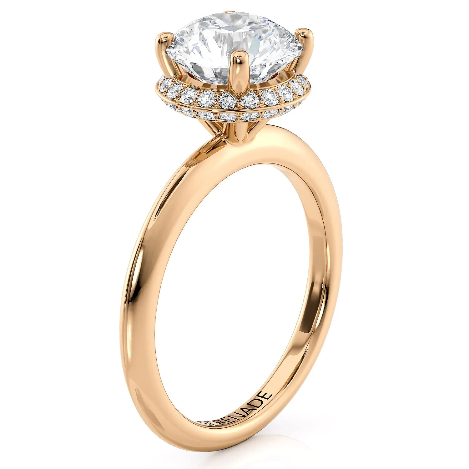 Double Hidden Halo Round Engagement Ring  - Elian