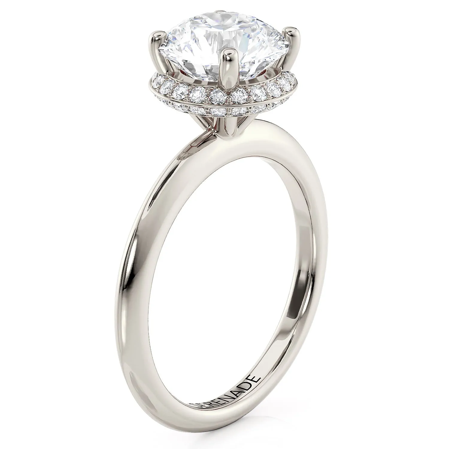 Double Hidden Halo Round Engagement Ring  - Elian