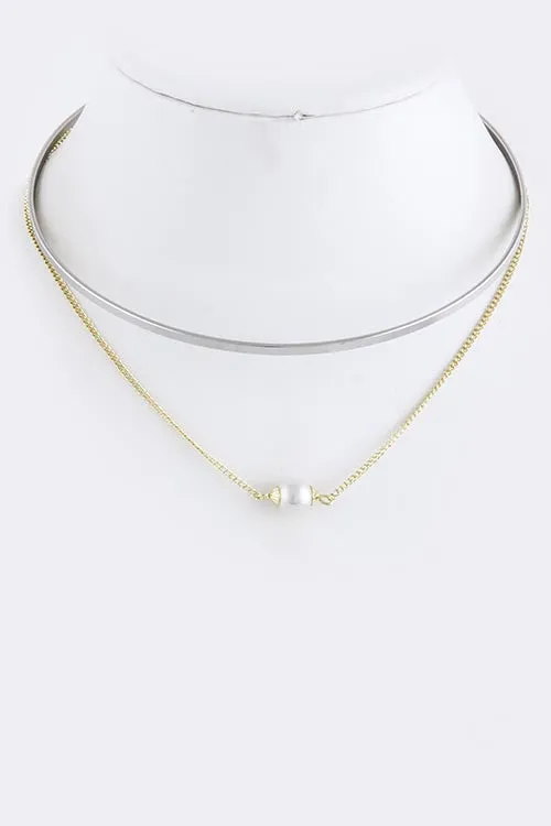 Drop Pearl Collar Necklace