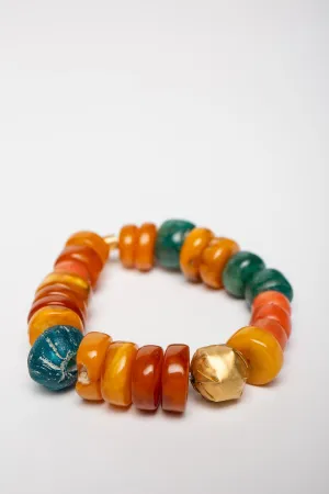 ELI HALILI | 22K AMBER, CHALCEDONY, CORAL, AND AQUAMARINE BEAD BRACELET