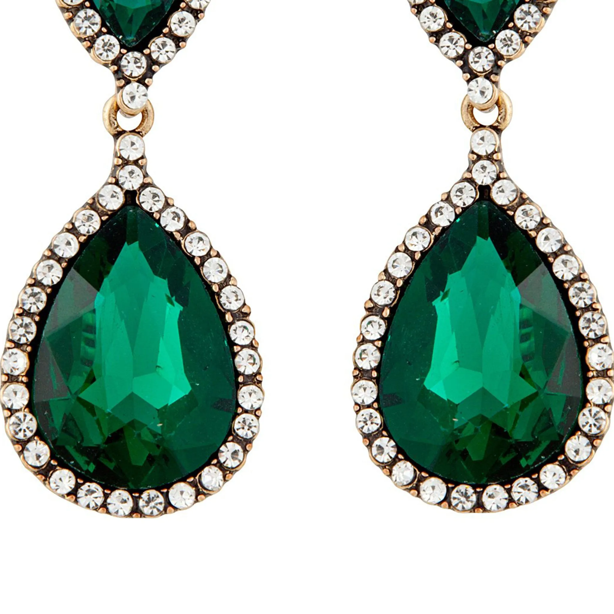 Emerald & Crystal Angelina Earrings