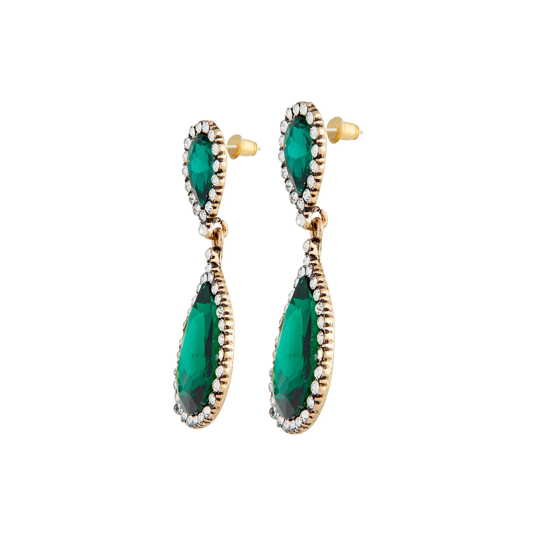 Emerald & Crystal Angelina Earrings