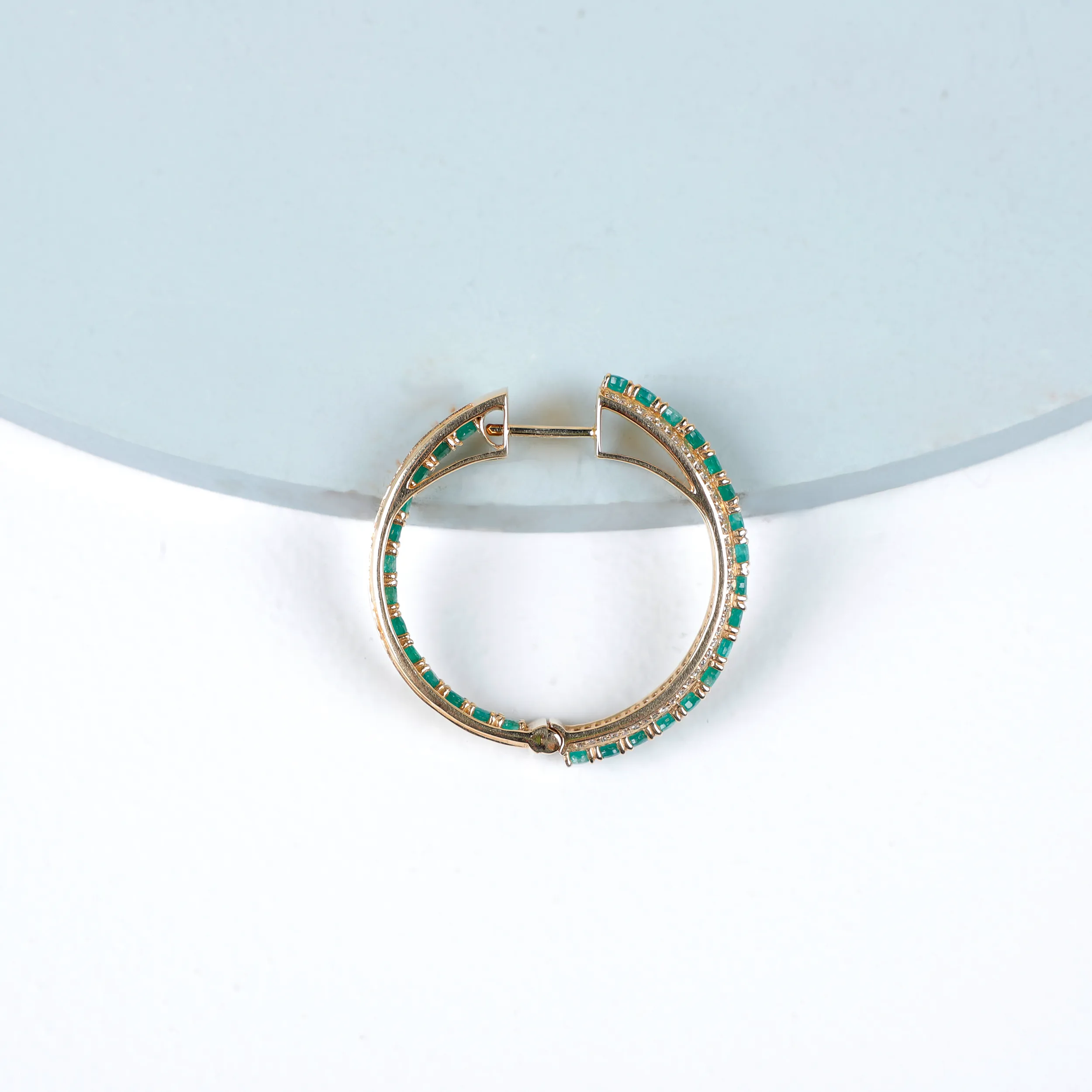 Emerald & Diamond Hoops