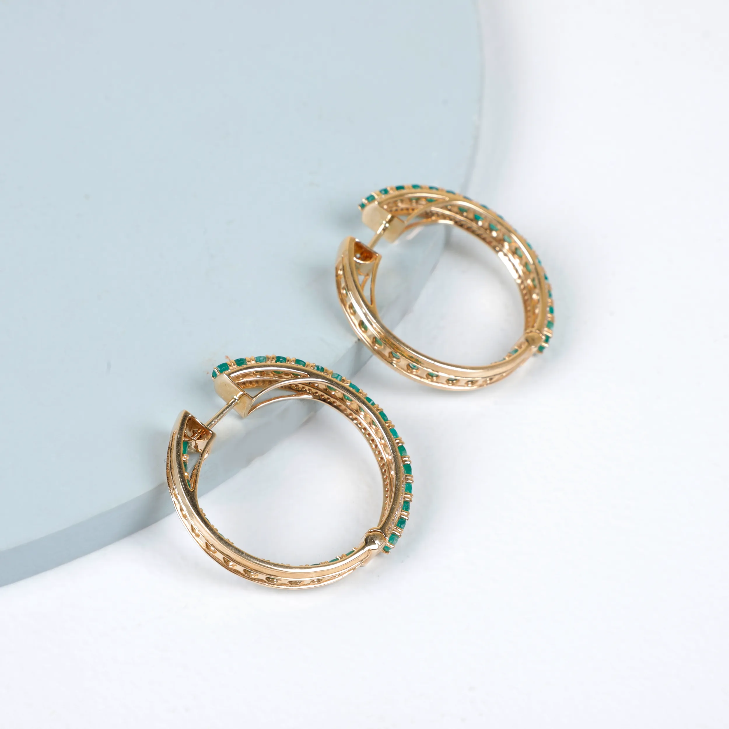 Emerald & Diamond Hoops