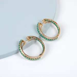 Emerald & Diamond Hoops