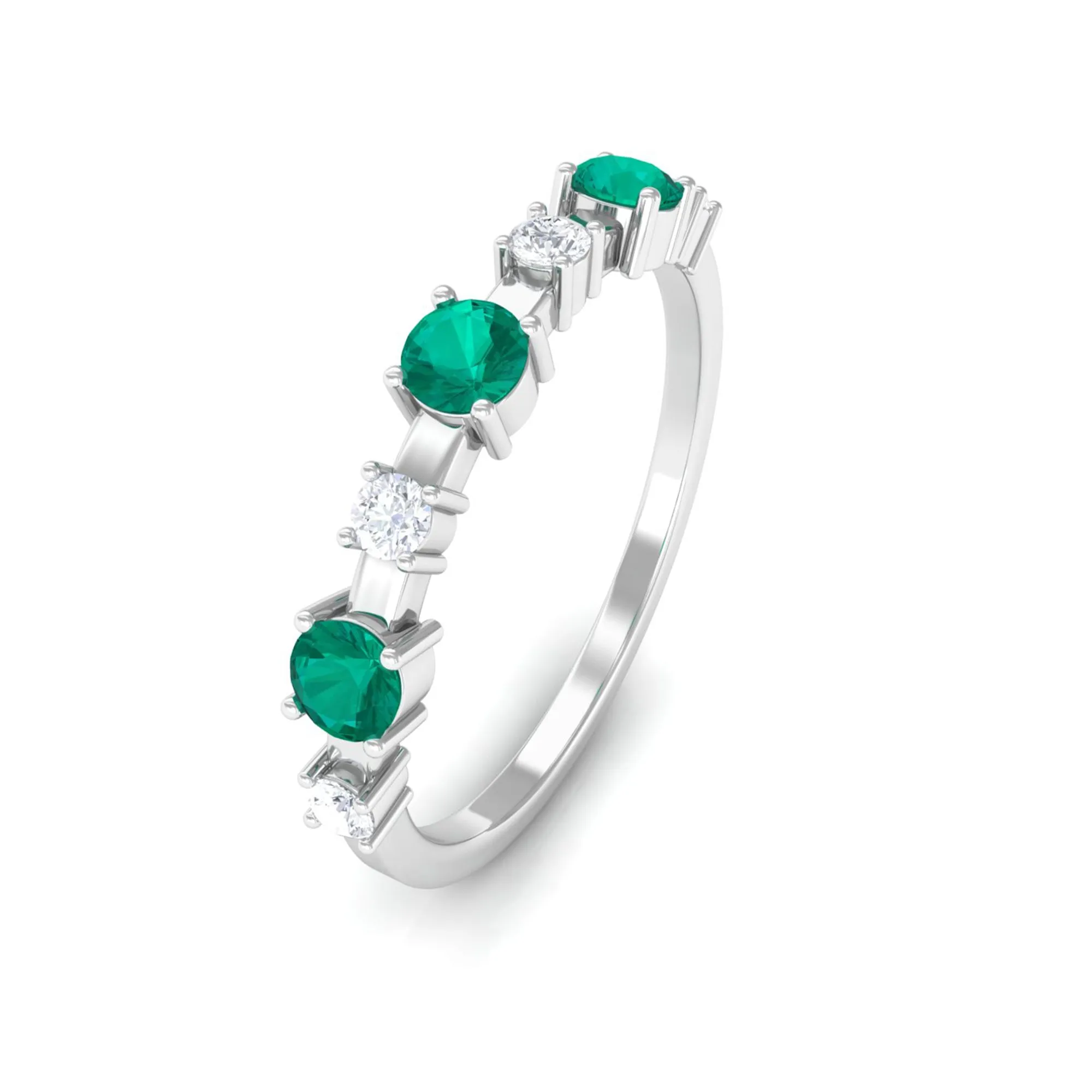 Emerald and Diamond Half Eternity Ring