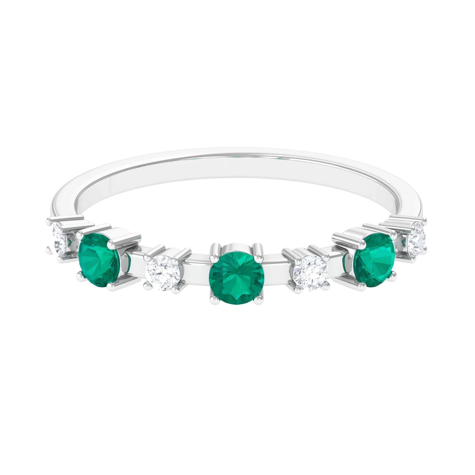 Emerald and Diamond Half Eternity Ring