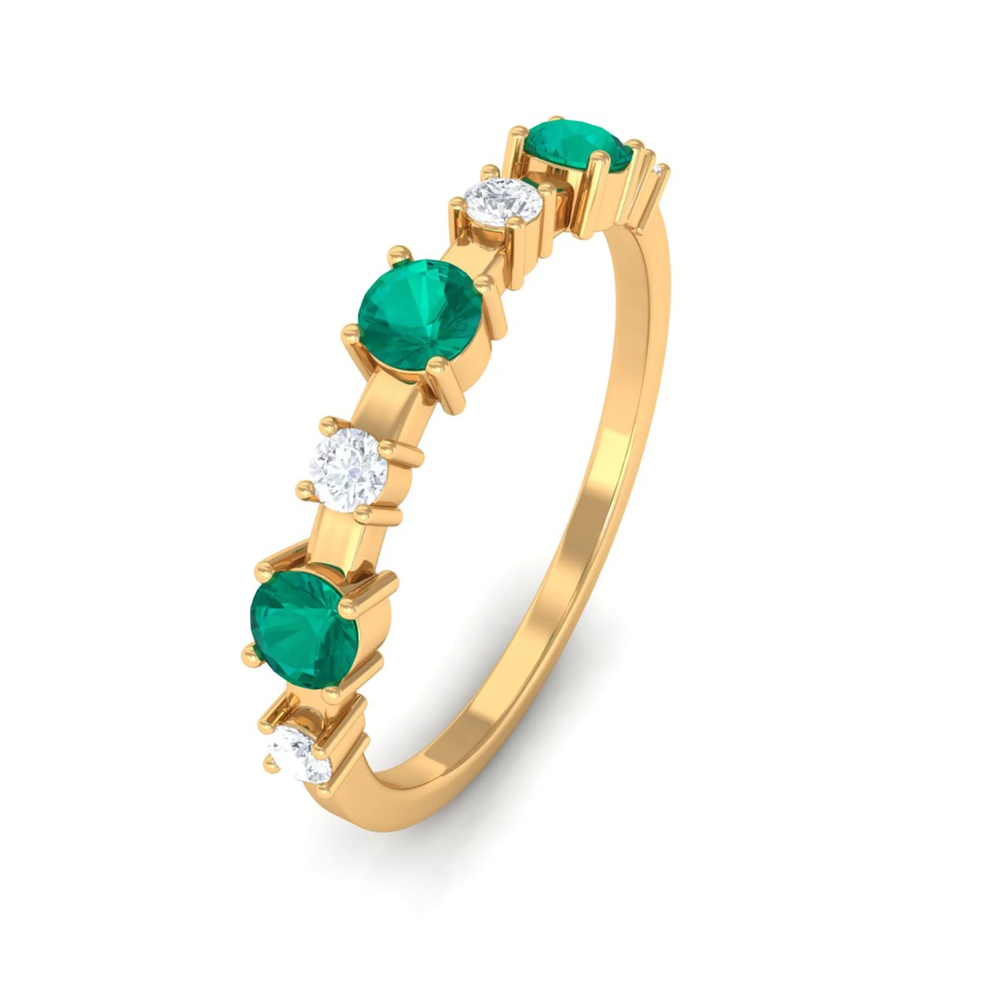 Emerald and Diamond Half Eternity Ring