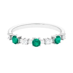 Emerald and Diamond Half Eternity Ring