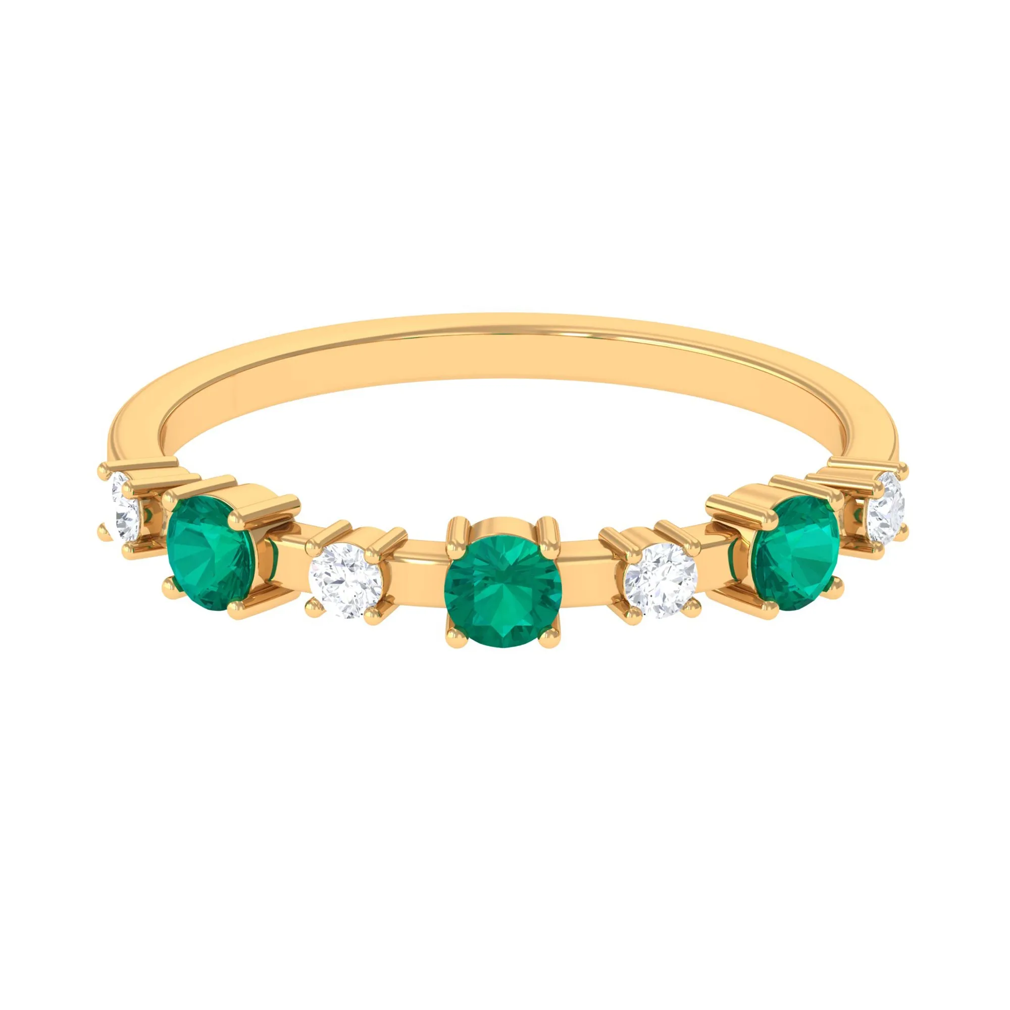 Emerald and Diamond Half Eternity Ring