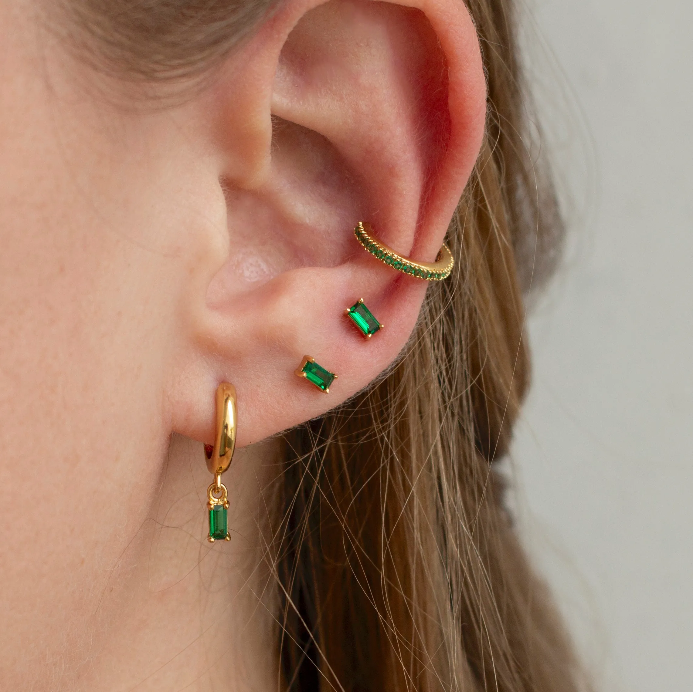 Emerald Baguette Stud Earrings