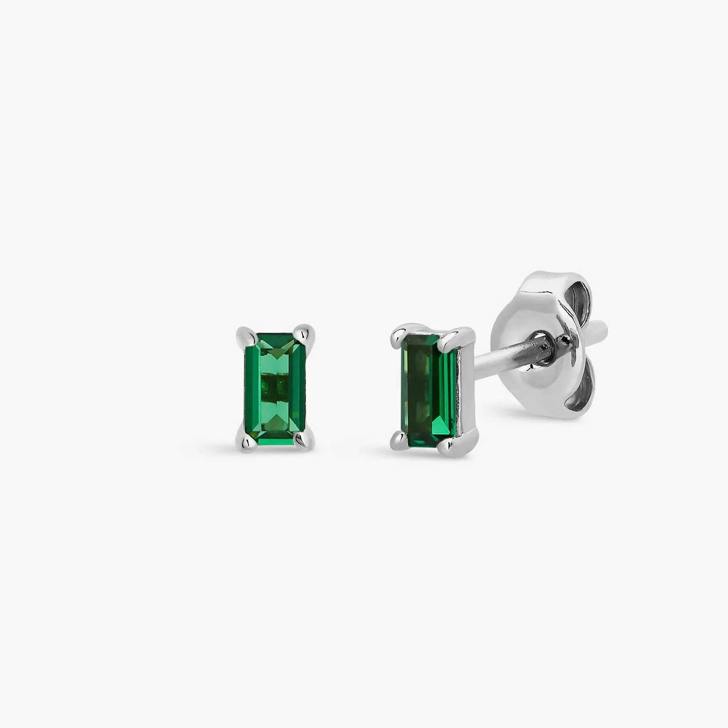 Emerald Baguette Stud Earrings