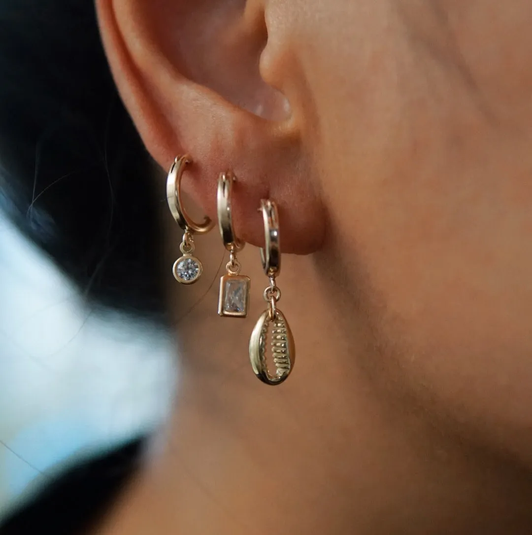 Emerald CZ Huggie Hoop Earrings