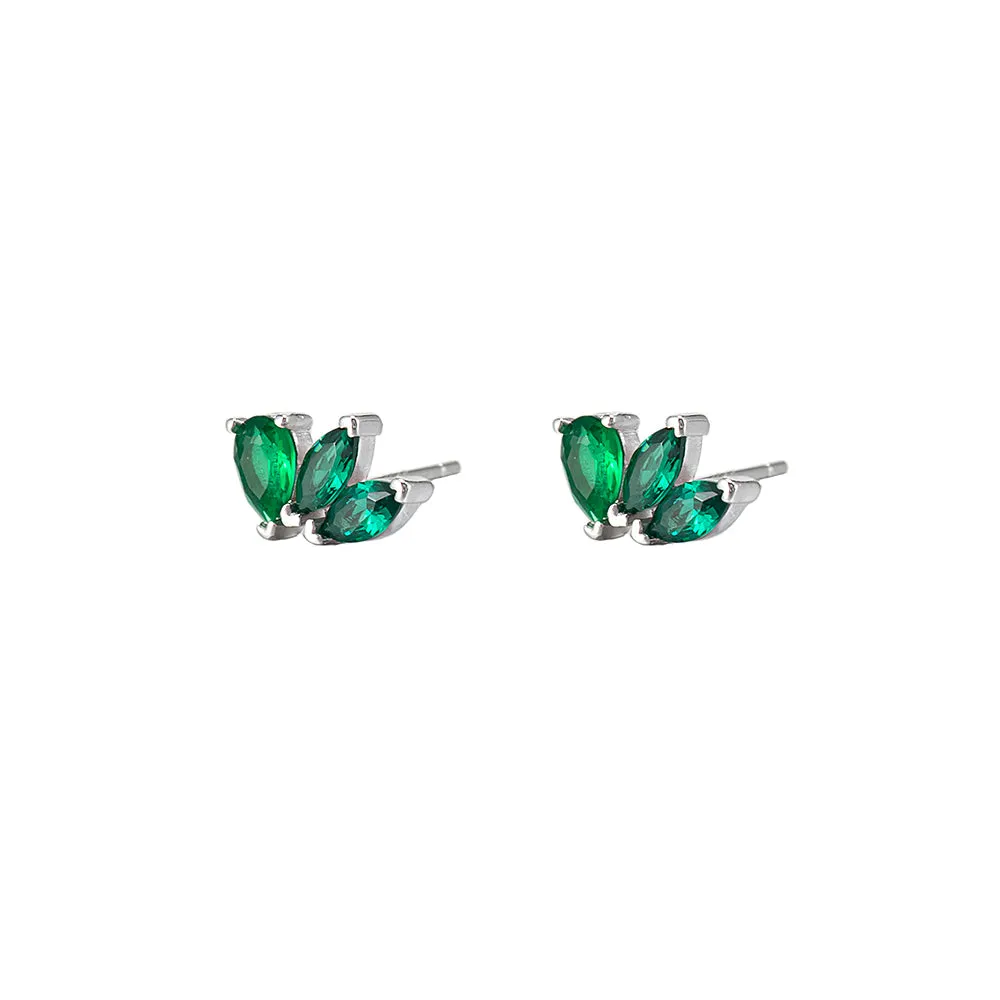 Emerald Flower Stud Earrings