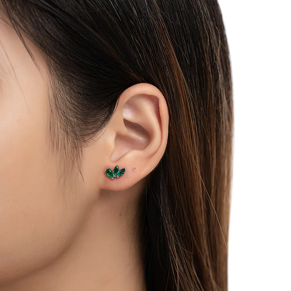 Emerald Flower Stud Earrings