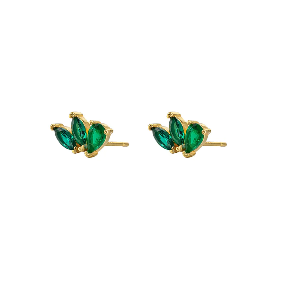 Emerald Flower Stud Earrings