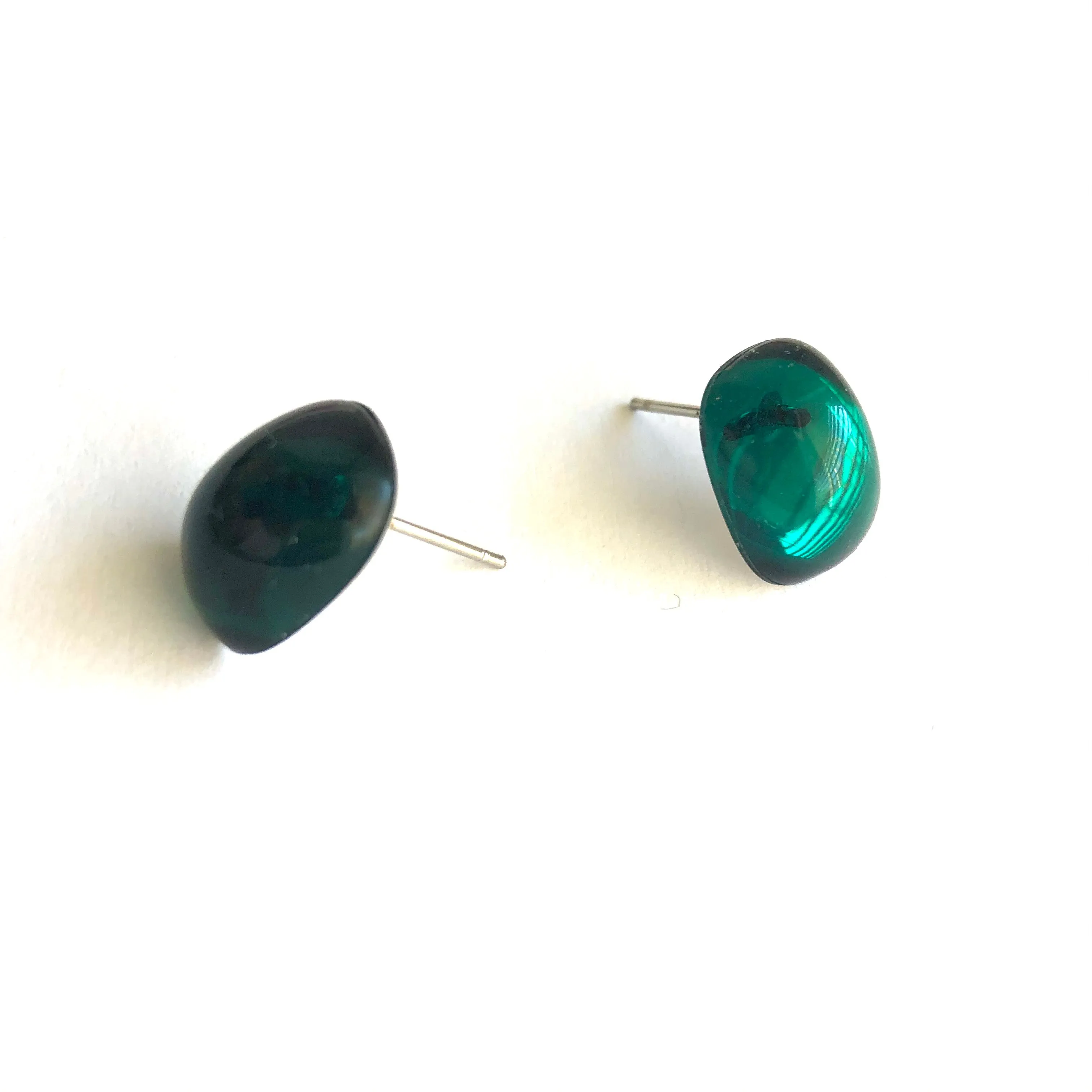 Emerald Green Foil Rectangle Stud Earrings