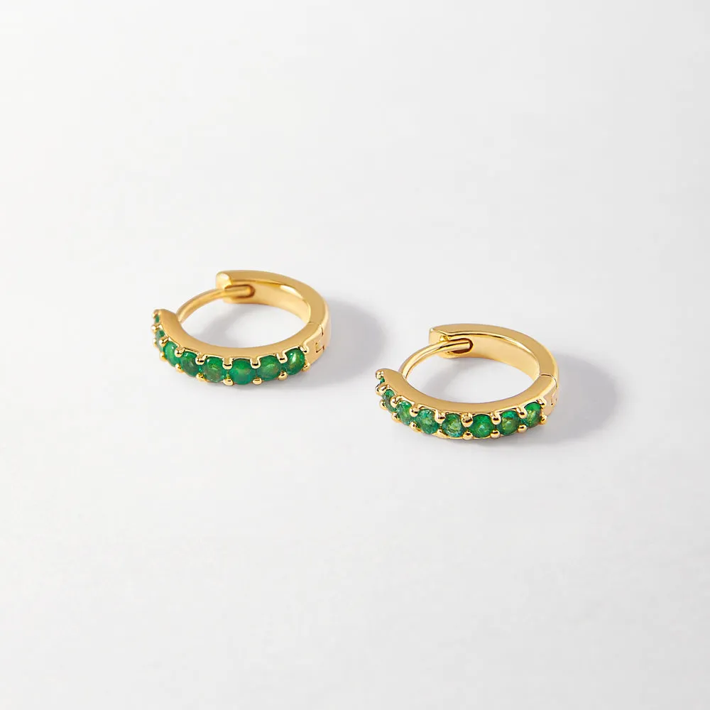 Emerald Pavé Huggie Earrings