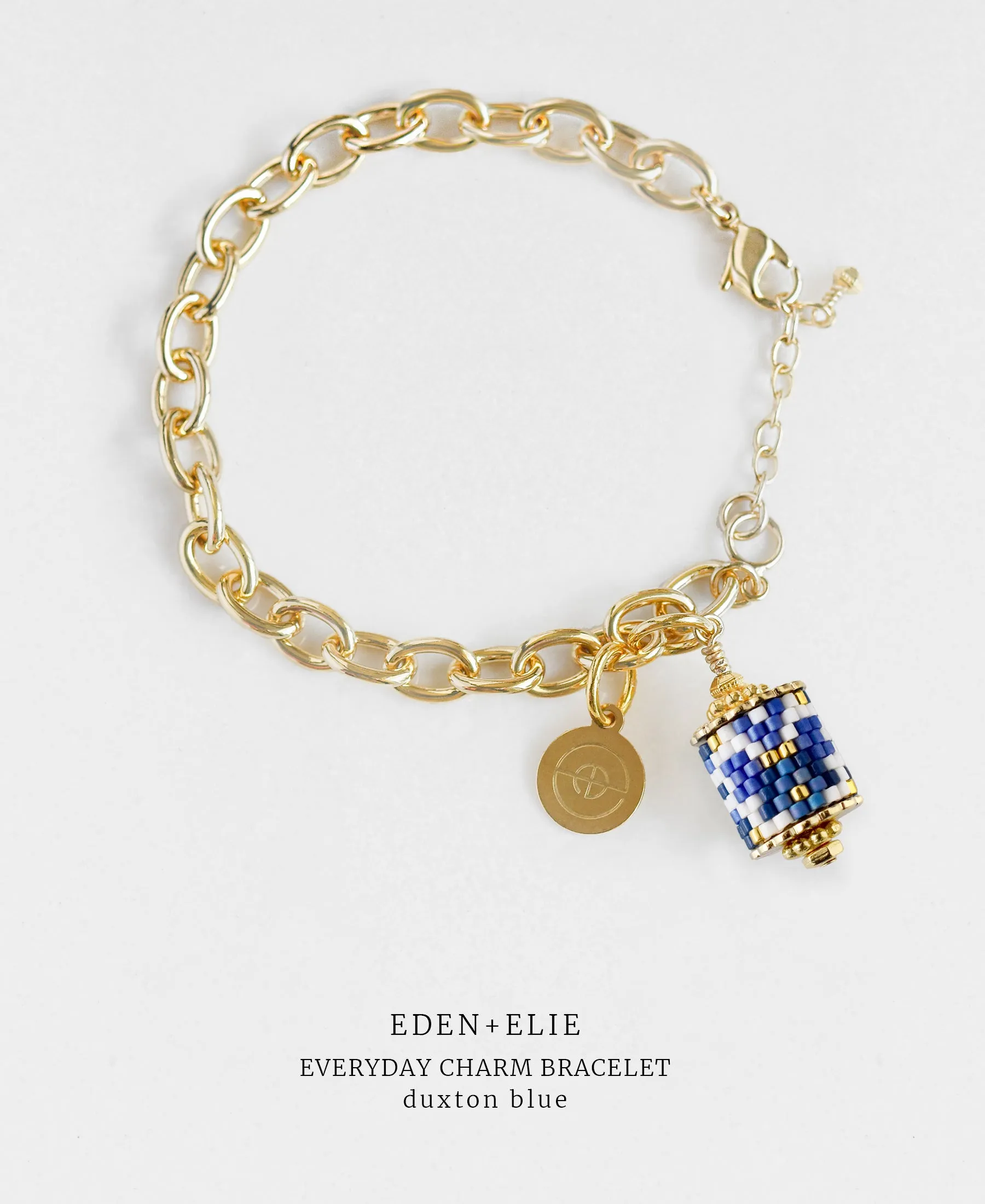 Everyday Gold Charm Bracelet - Duxton Blue