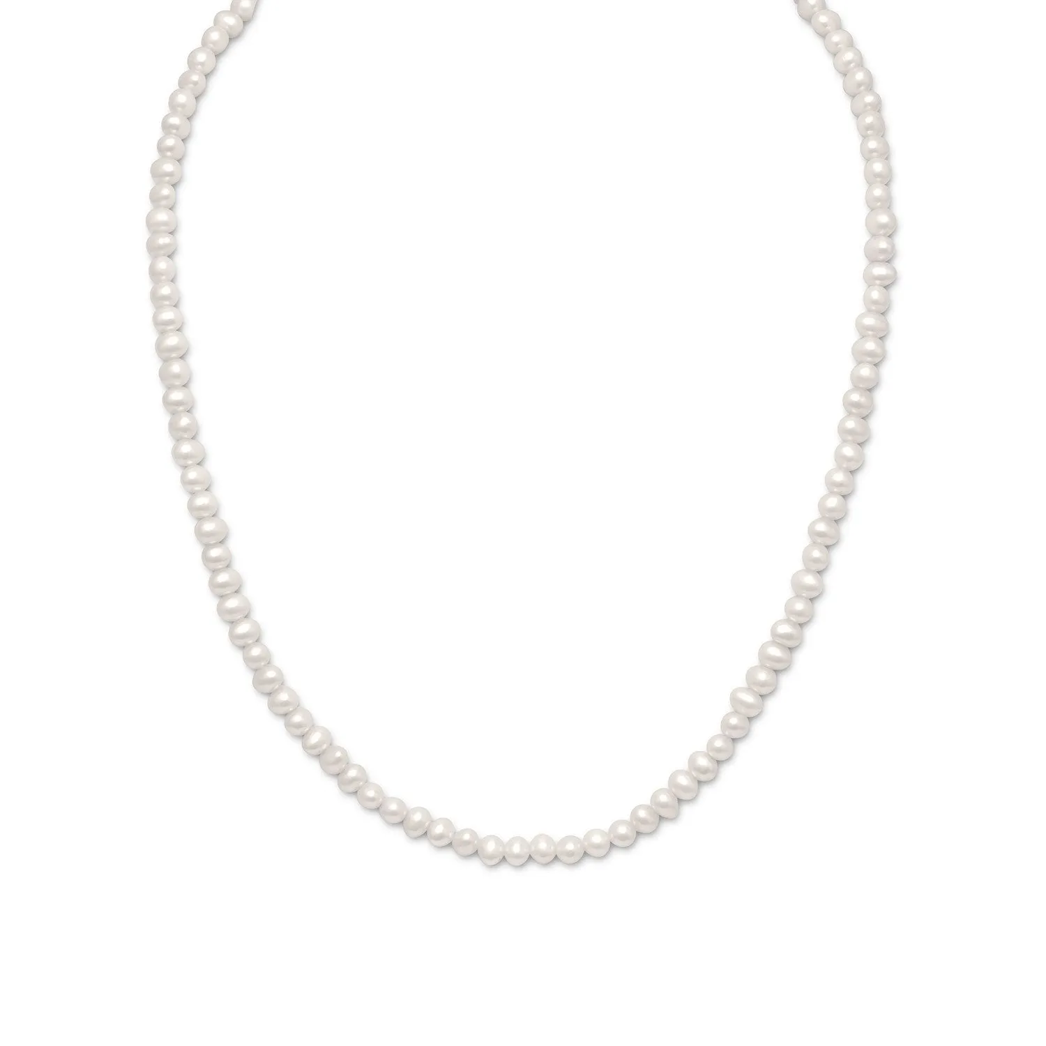 Extension White Cultured Freshwater Pearl Necklace