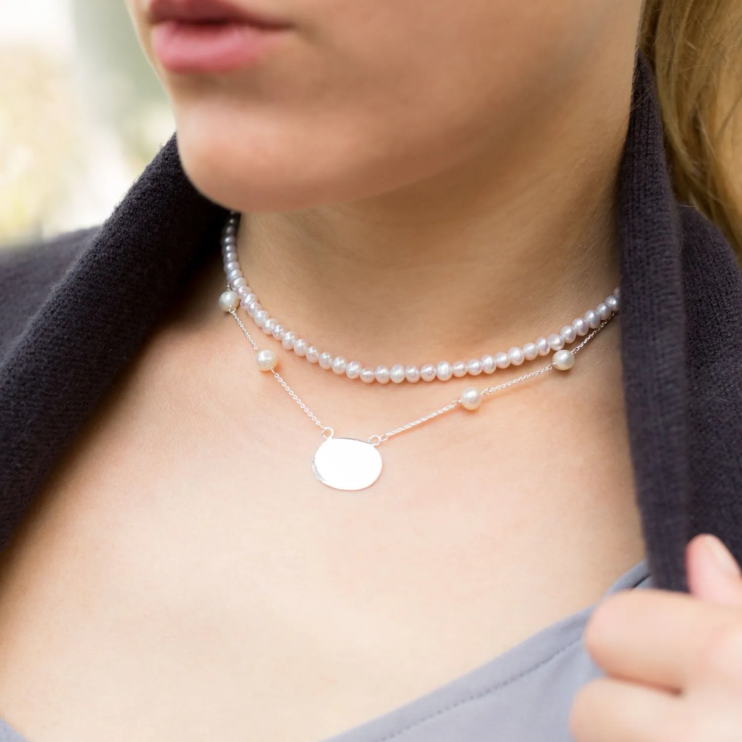 Extension White Cultured Freshwater Pearl Necklace