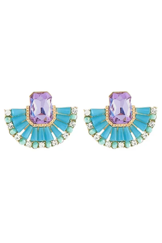 Fan Stone Earrings | Purple