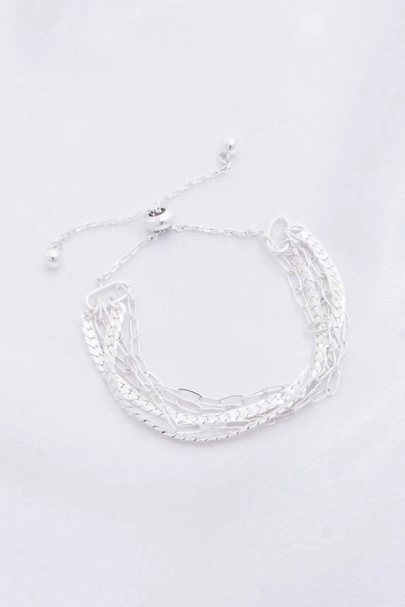 Flat Snake Chain Oval Link Slide Metal Bracelet