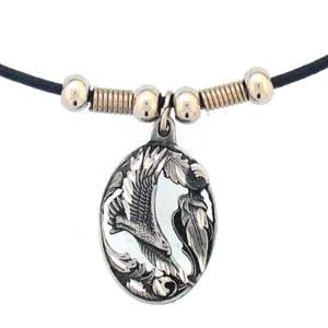 Flying Eagle in Oval Adjustable Cord Necklace