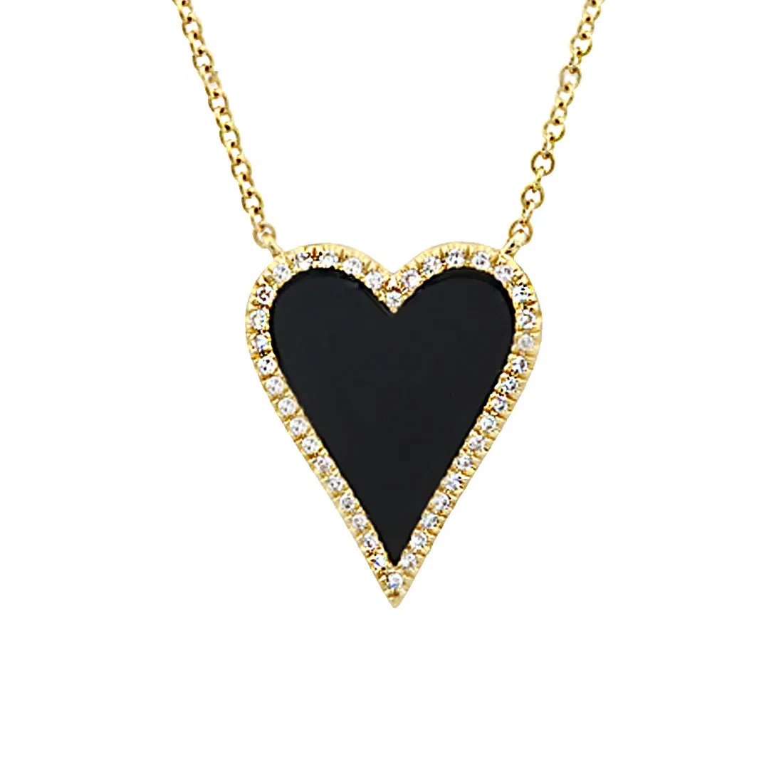 Gemstone and Diamond Elongated Heart Necklace (More colors available)