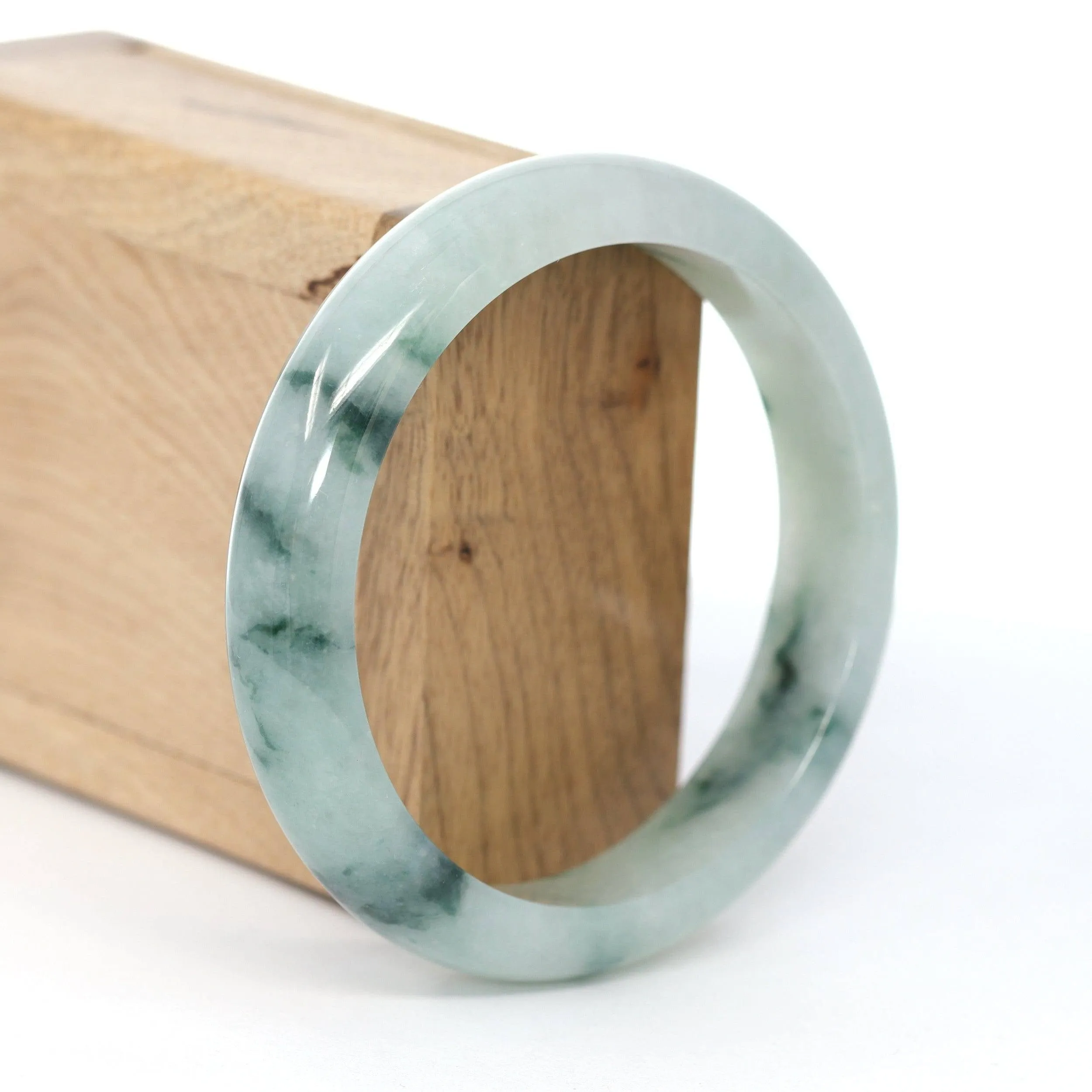 Genuine Burmese Ice Blue-Green Jadeite Jade Bangle Bracelet ( 60.96 mm )#593