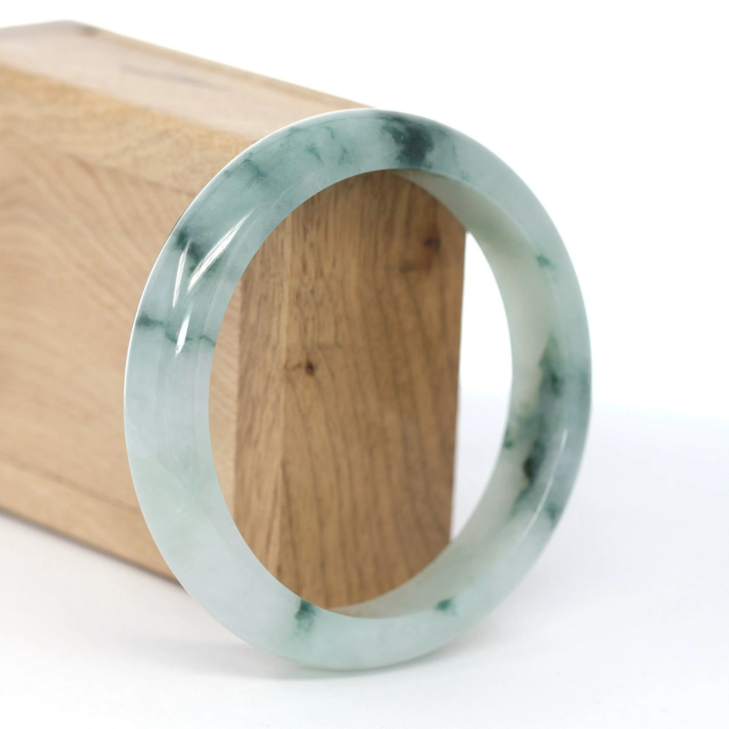 Genuine Burmese Ice Blue-Green Jadeite Jade Bangle Bracelet ( 60.96 mm )#593