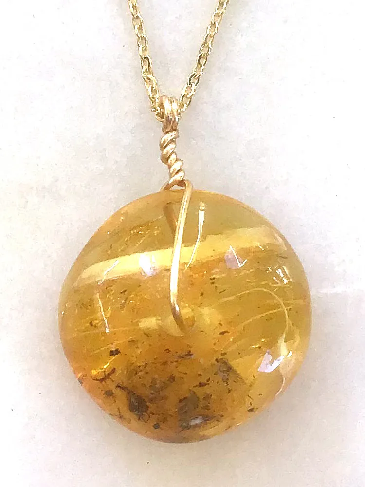 Genuine Natural Baltic Amber Necklace #13 - 16 Kt Gold plated chain necklace Handmade Jewelry - Great gift