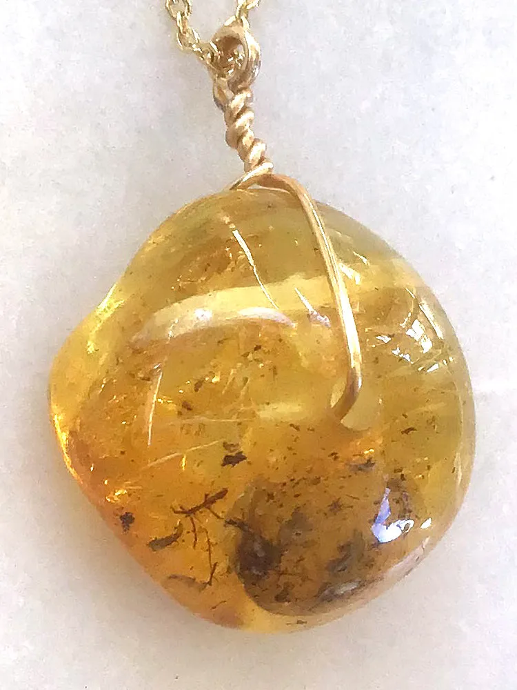 Genuine Natural Baltic Amber Necklace #13 - 16 Kt Gold plated chain necklace Handmade Jewelry - Great gift