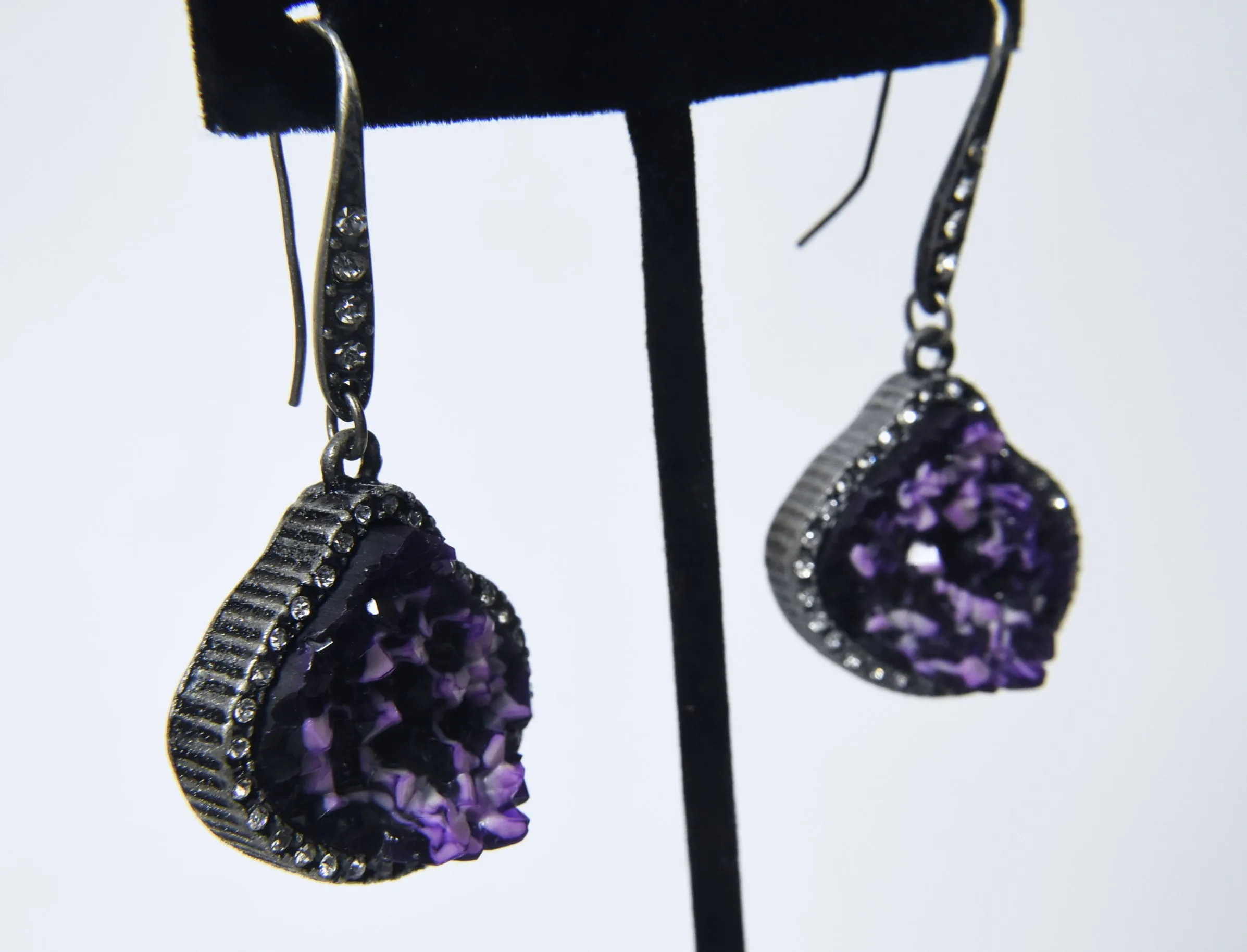 Geode-Looking Purplish Earrings