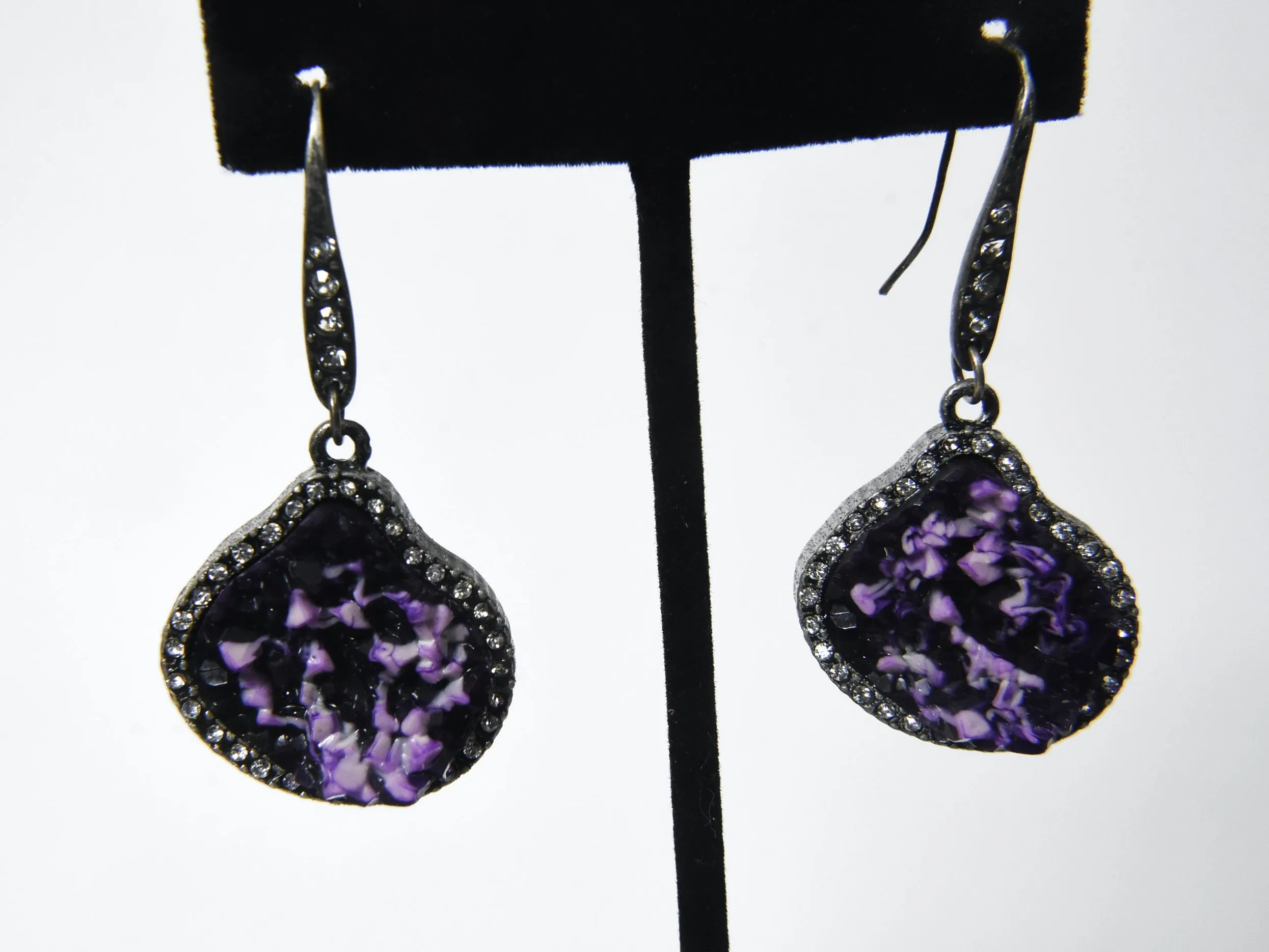 Geode-Looking Purplish Earrings