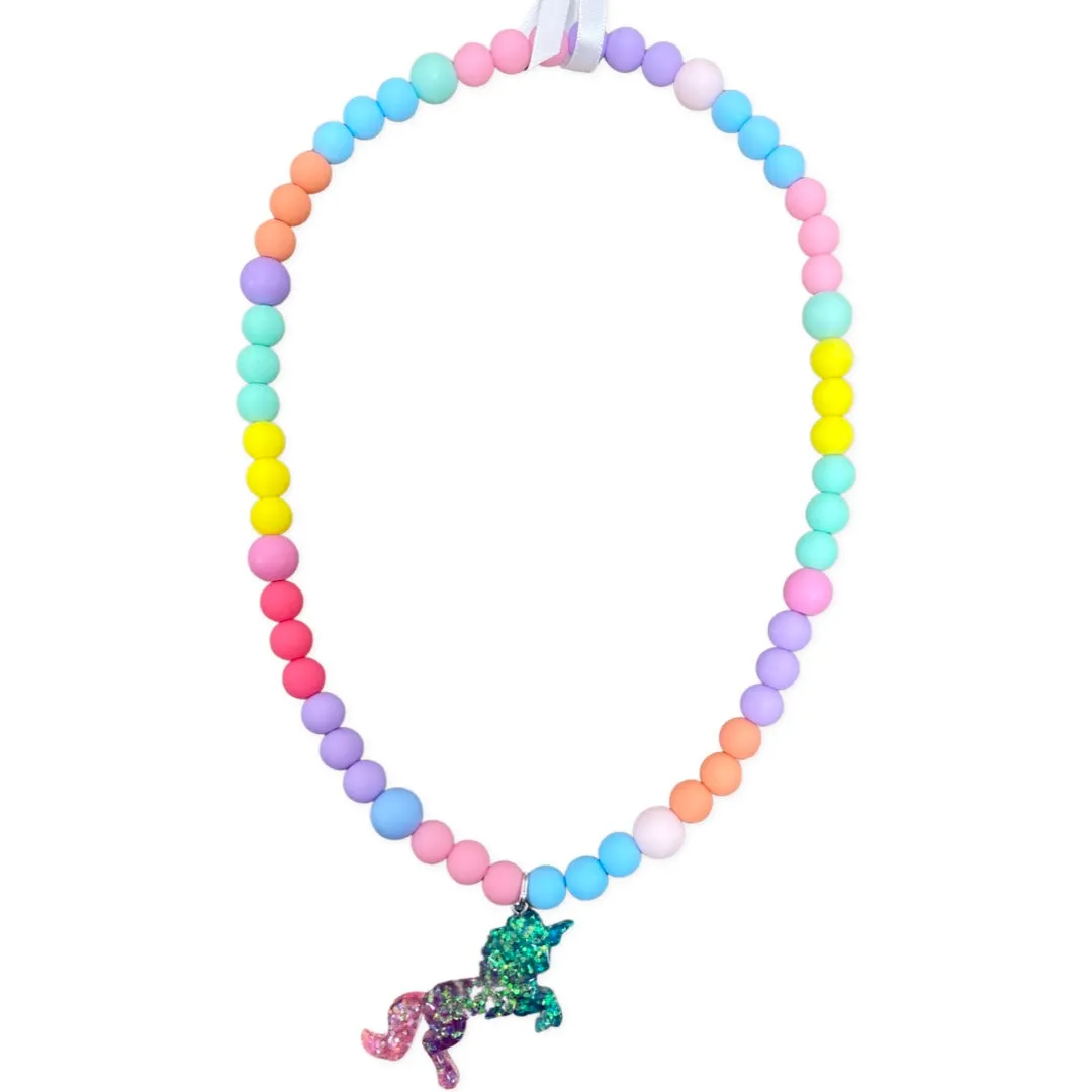 Girls Beaded Necklace - Unicorn Sparkle - Rainbow Brite