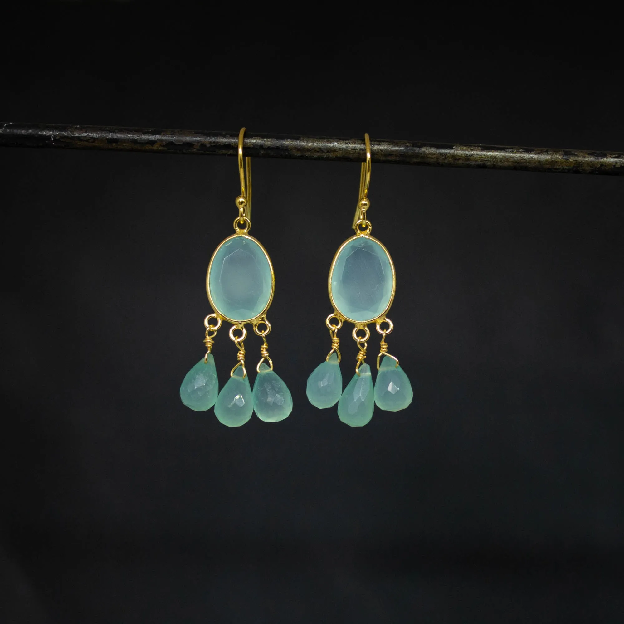 Gold and Gemstone Briolette Dangle Earrings