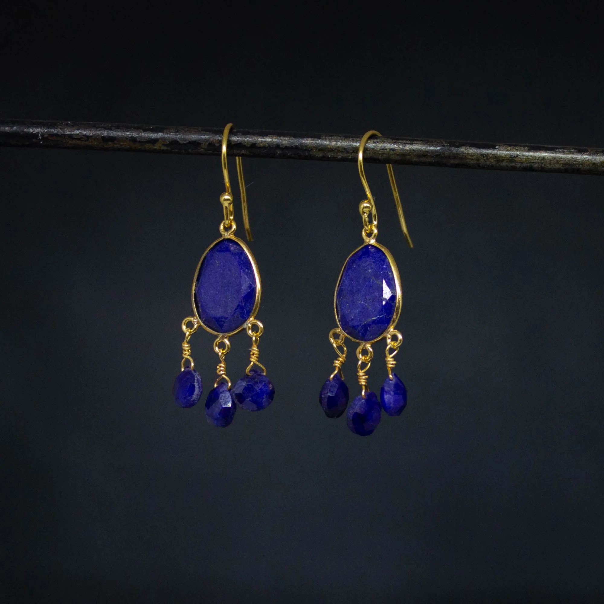 Gold and Gemstone Briolette Dangle Earrings