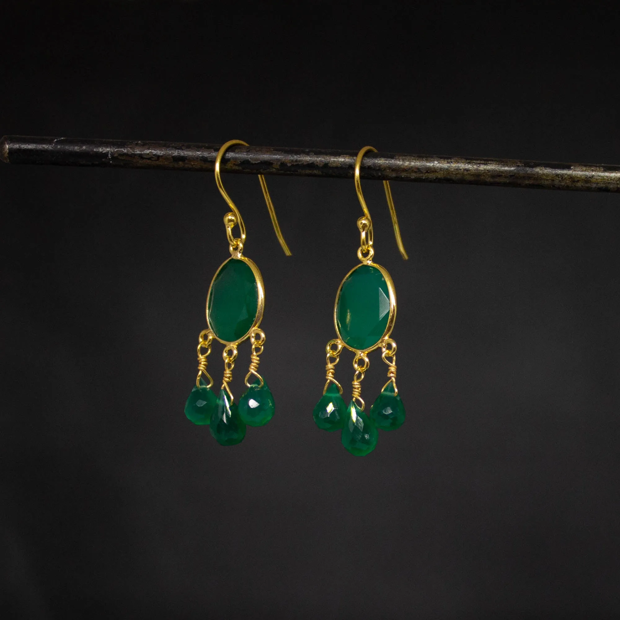 Gold and Gemstone Briolette Dangle Earrings