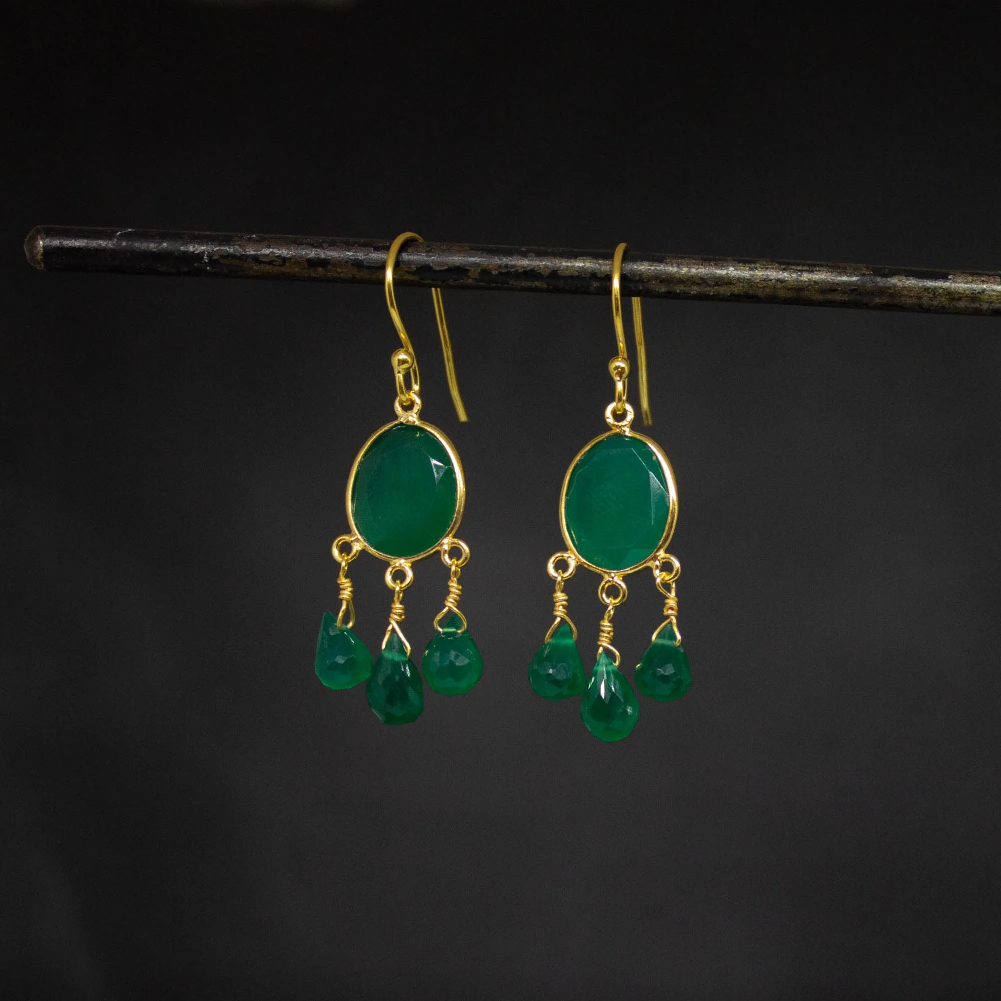 Gold and Gemstone Briolette Dangle Earrings