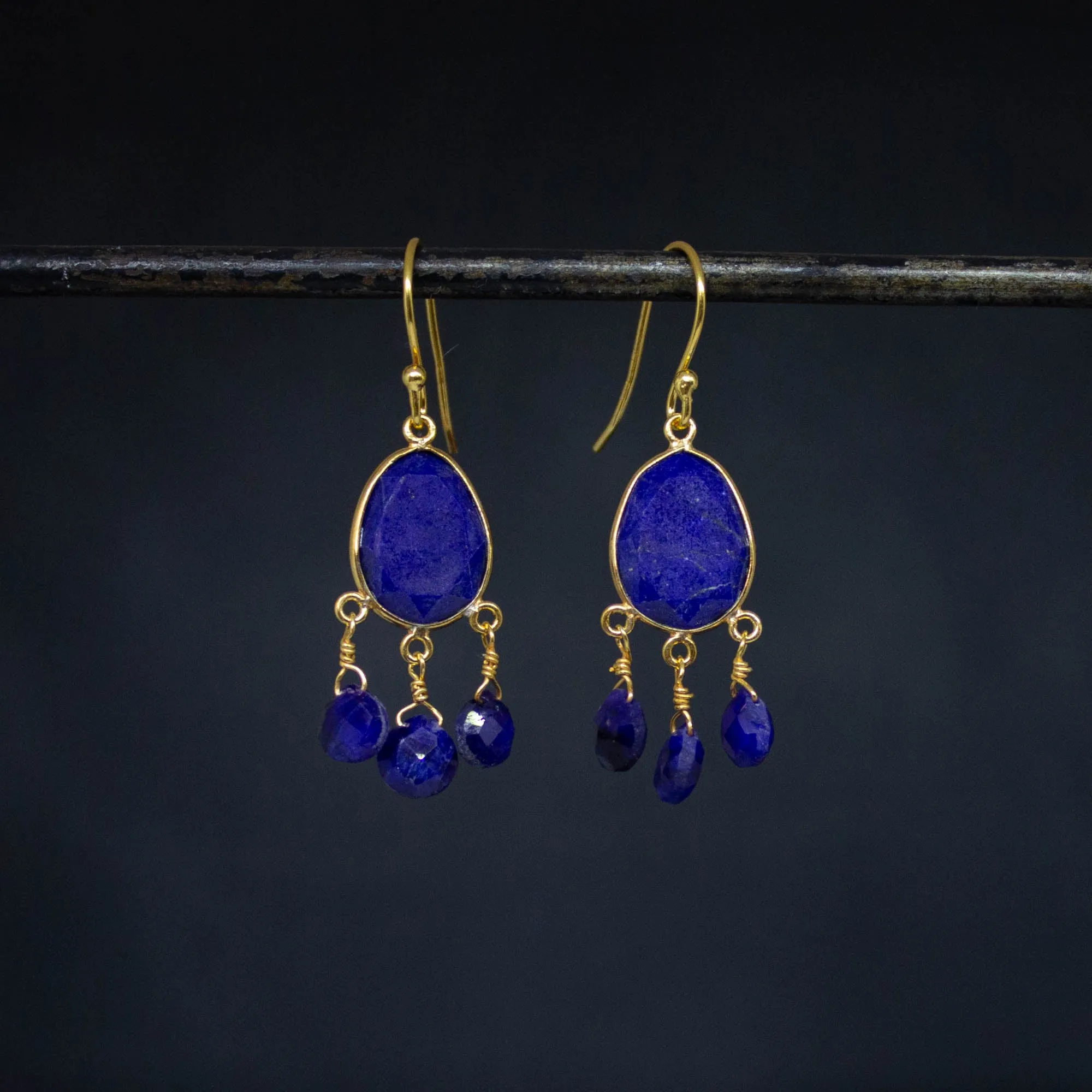 Gold and Gemstone Briolette Dangle Earrings