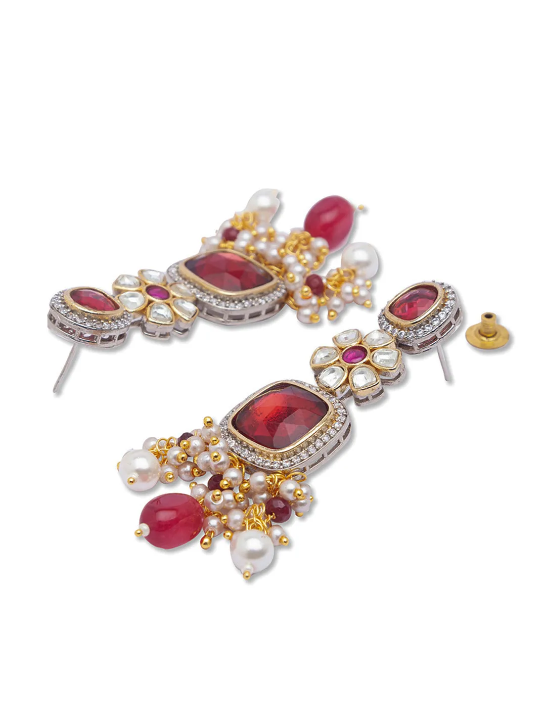 Golden, Pearly White, Peach, Maroon, Kundan Polki, Necklace Set