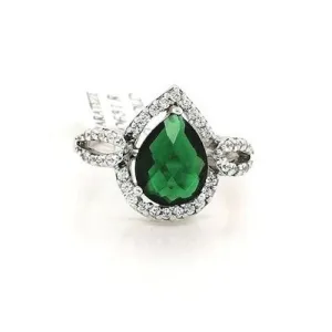 Green Halo Style CZ Ring