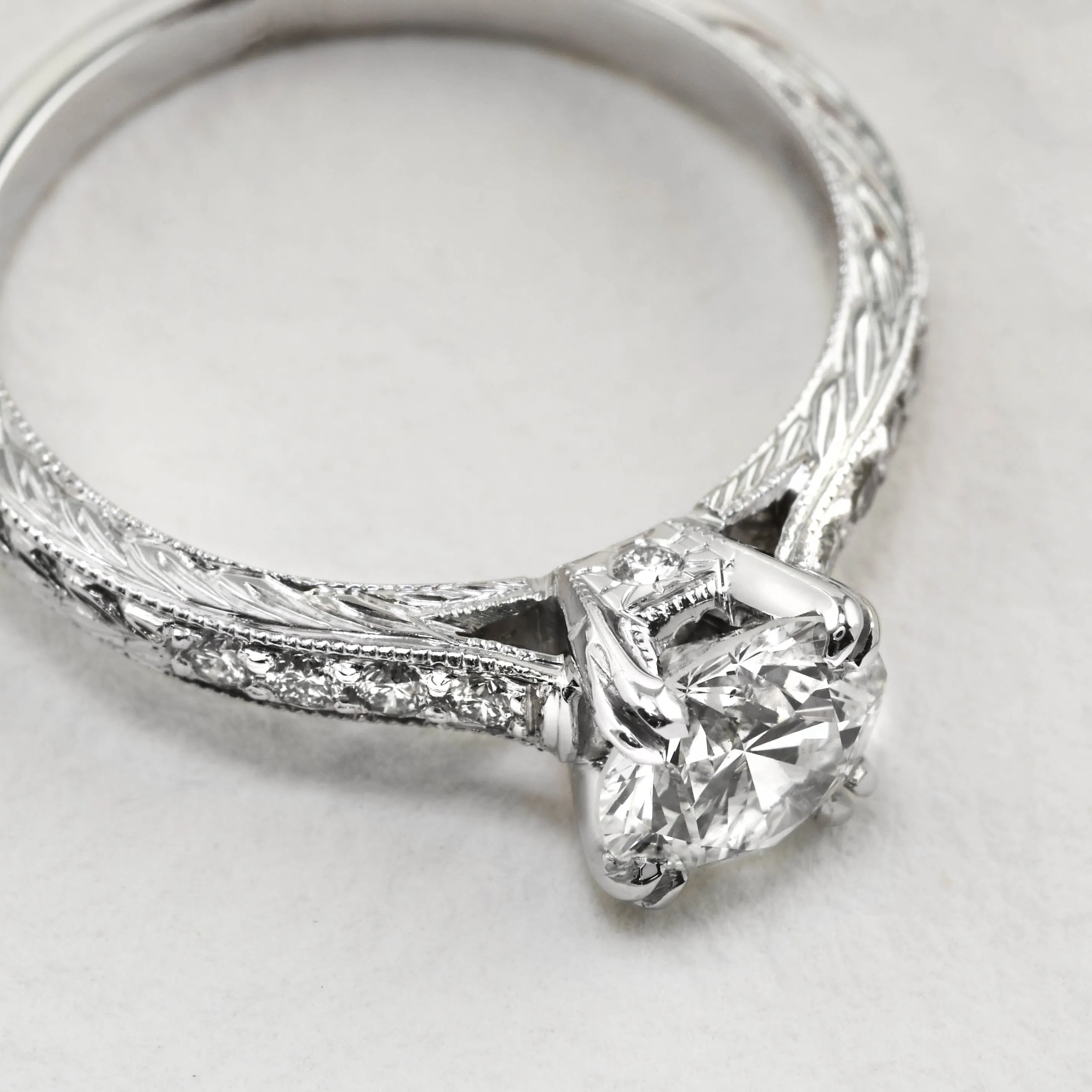 Hand Engraved Diamond Ring