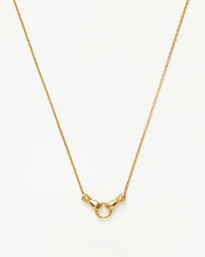 Harris Reed In Good Hands Mini Pendant Slider Necklace | 18ct Gold Plated/Cubic Zirconia & Black Onyx