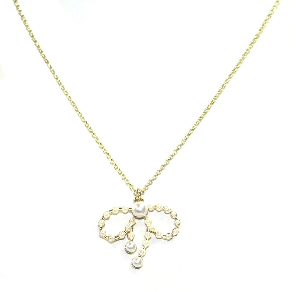 HN4038 Pearl Ribbon Necklace