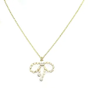 HN4038 Pearl Ribbon Necklace