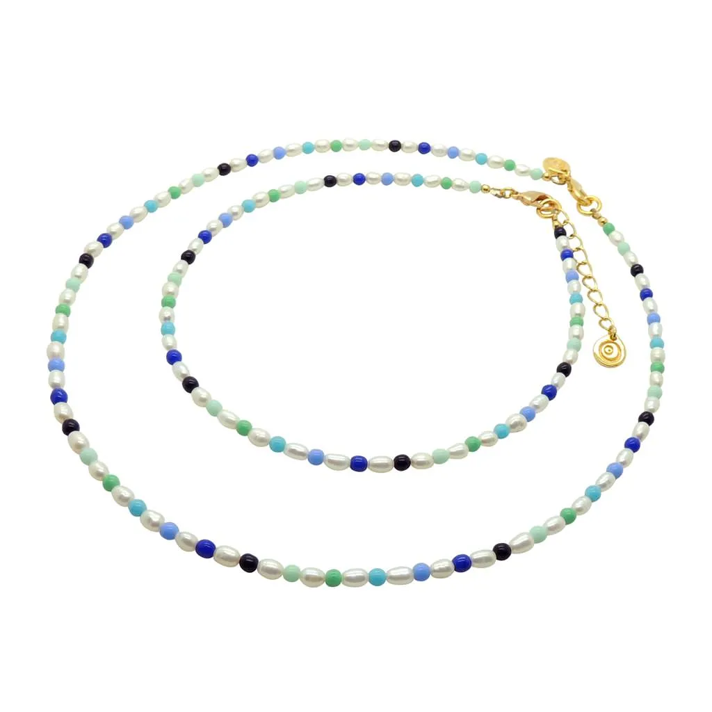 Ibiza Blue Freshwater Pearl Necklace